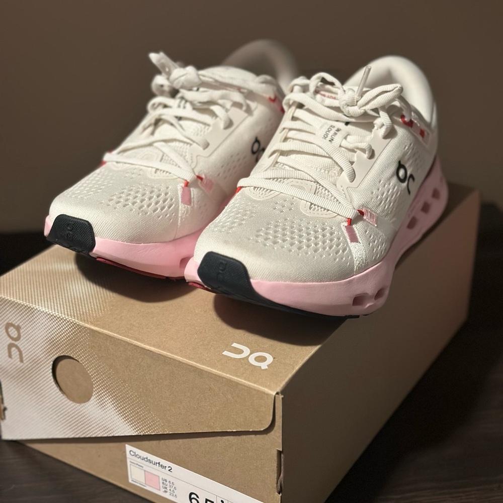 On Running Cloudsurfer 2 Women’s Athletic Shoes - White and Pink